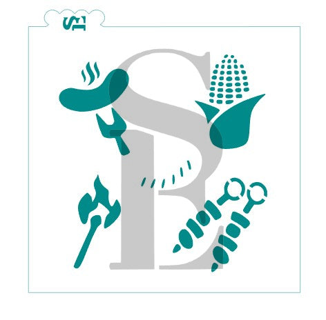 Camping and BBQ Bundle Digital Design cookie stencil