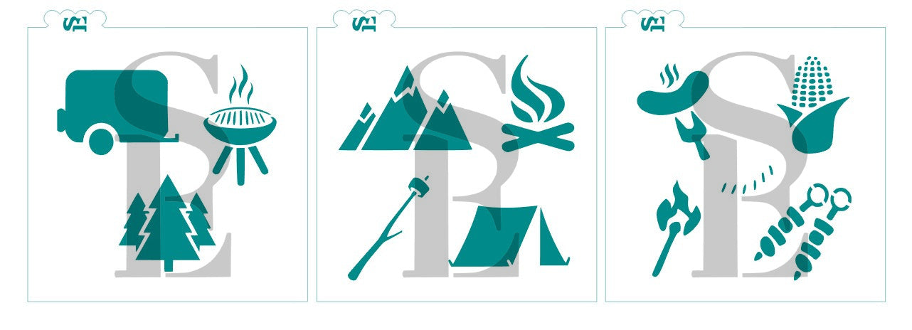 Camping and BBQ Bundle Digital Design cookie stencil