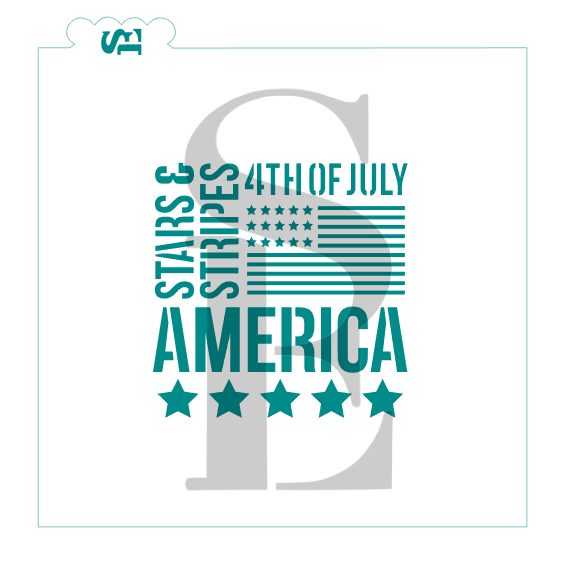 America Stars & Stripes Subway Art Digital Design Cookie Stencil