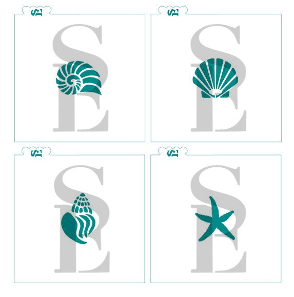 Seashells Stencil, Single or Individual for Cookies, Cakes & Culinary