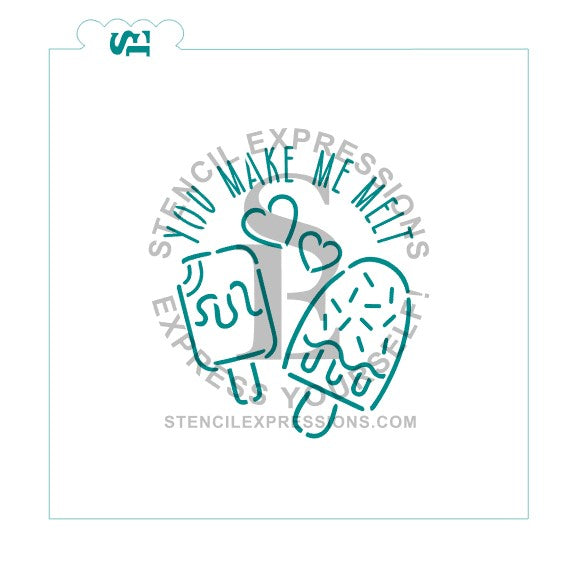 Popsicles You Make Me Melt PYO Stencil For Cookies Cakes Culinary *