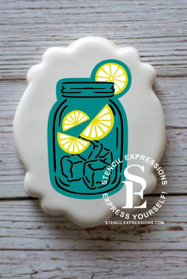 Mason / Ball Jar w-Lemon Outline / PYO Digital Design *