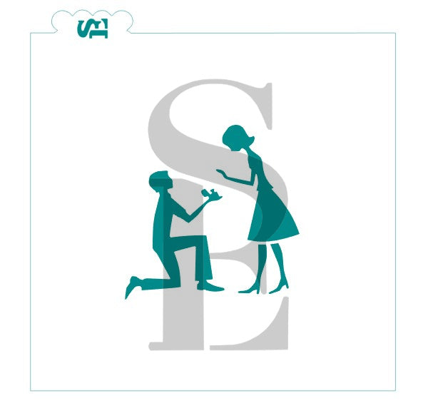 Pop The Question Engagement Couple Digital Design cookie stencil