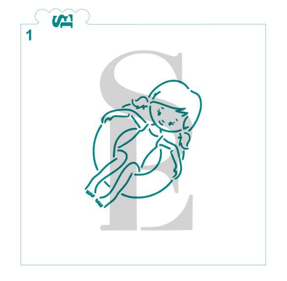 Pool Fun PYO Stencil Bundle Digital Design Girl on Floatie #1
