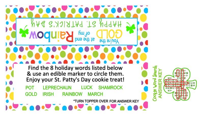 St. Patrick's Day Word Search w/ Bonus Bag Topper & Answer Key Digital Design