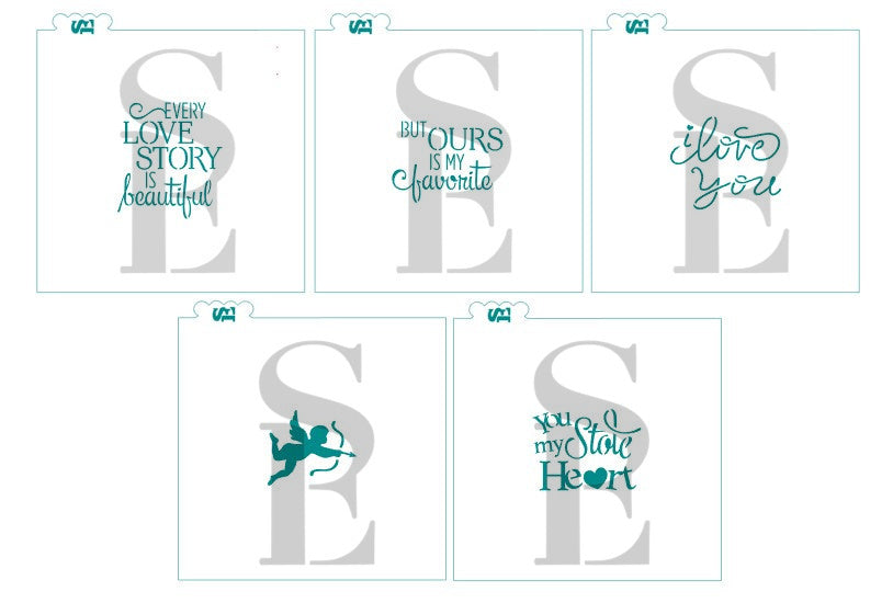 Valentine's Day: Cupid’s Arrow 5 pc Digital Design Stencil Set