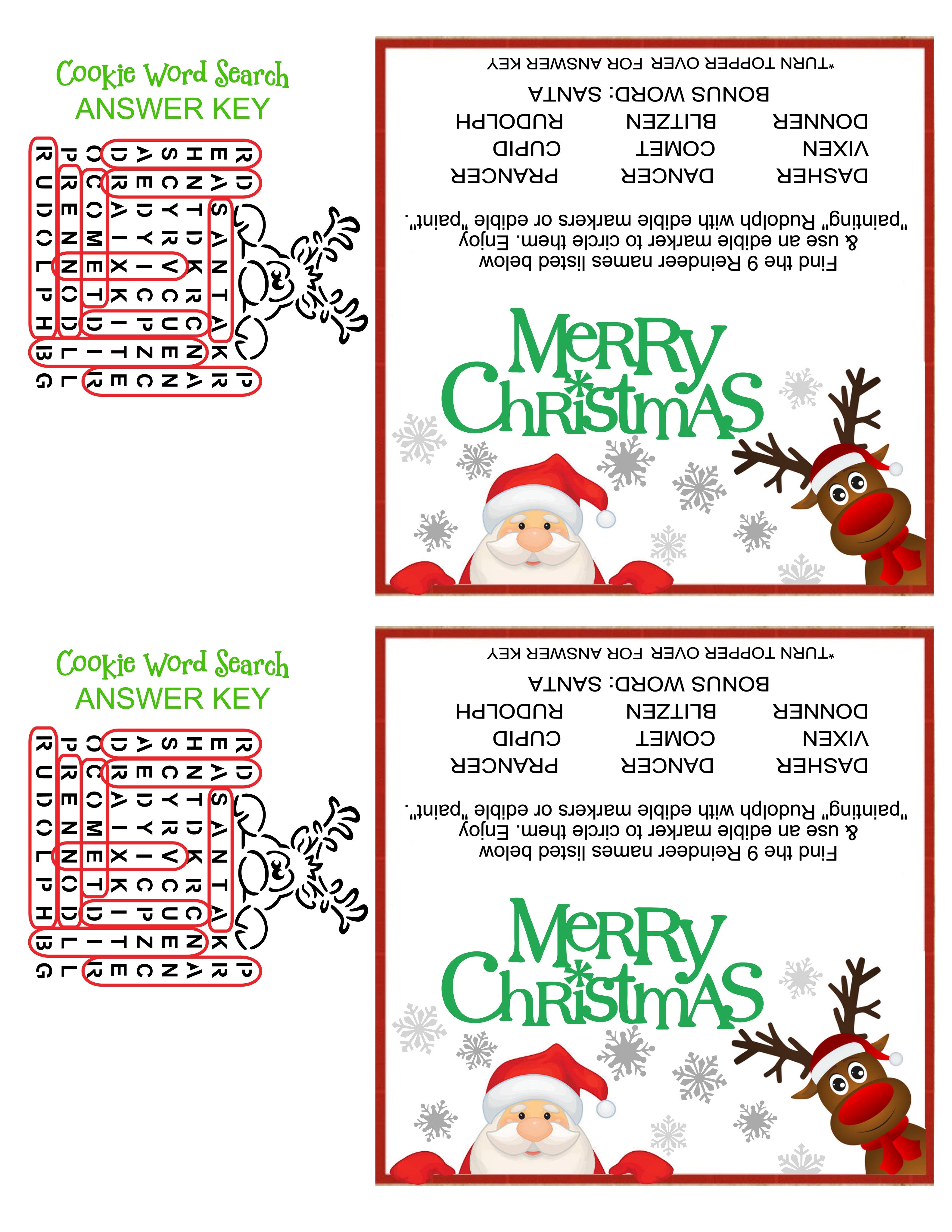 Reindeer Names Game PYO Word Search Digital Design