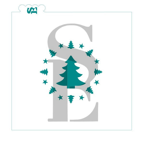 Christmas Trees and Stars Round Digital Design