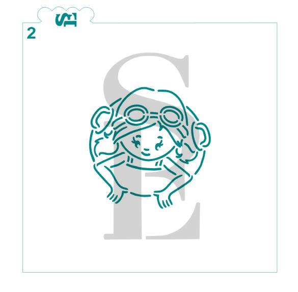 Pool Fun PYO Stencil Bundle Digital Design Girl on Floatie #2