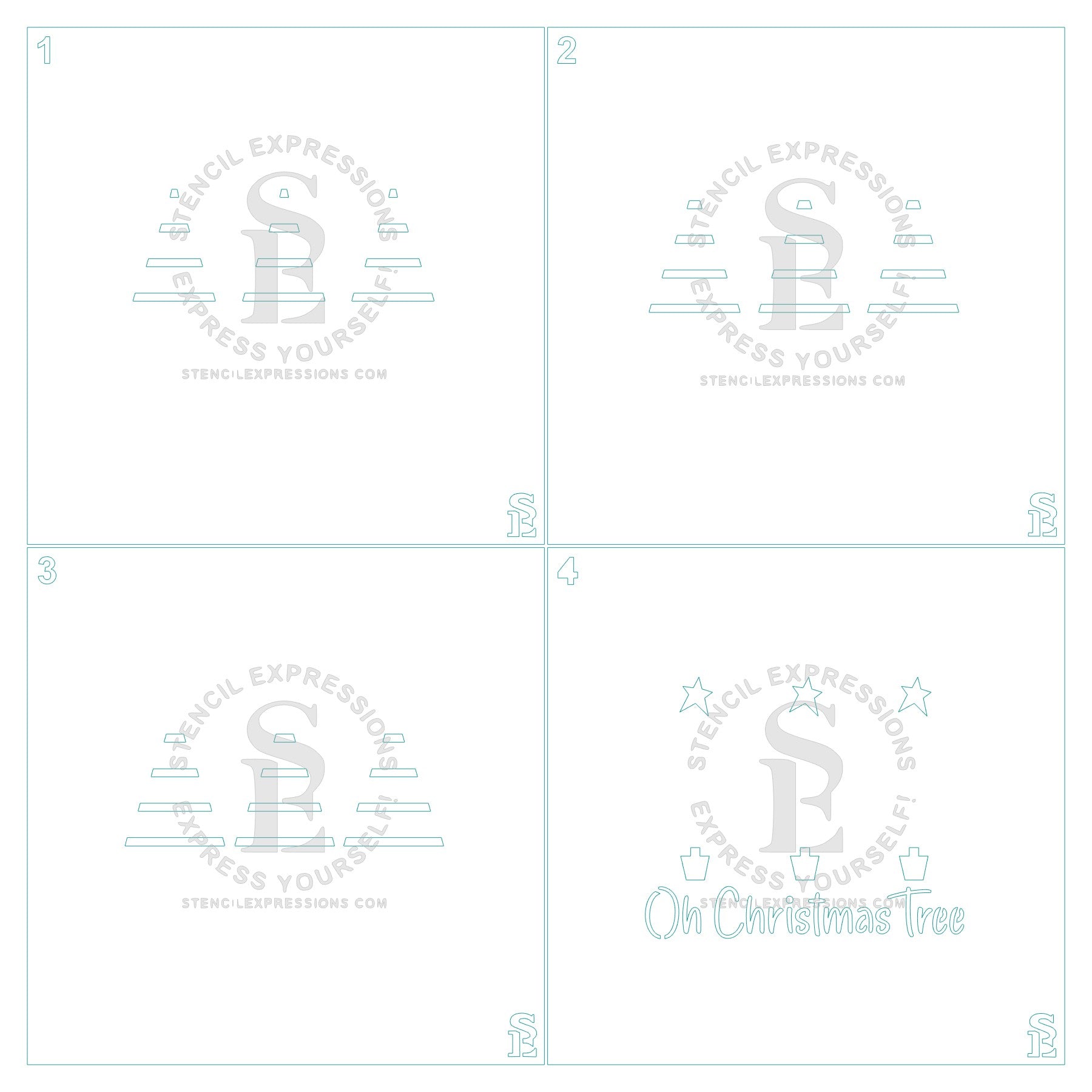 Oh Christmas Tree Sentiment with Trees Layered Stencil Set Digital Design*