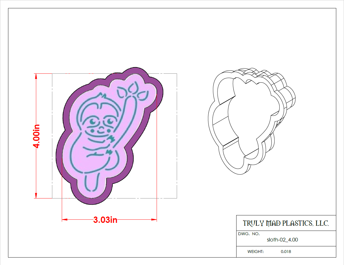 Sloth #1 Climbing PYO Stencil for Cookies, Cakes & Culinary