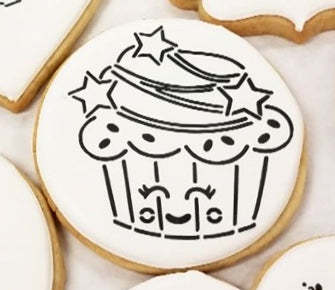 Stars Cupcake PYO Stencil for Cookies, Cakes & Culinary Flour Box Bakery
