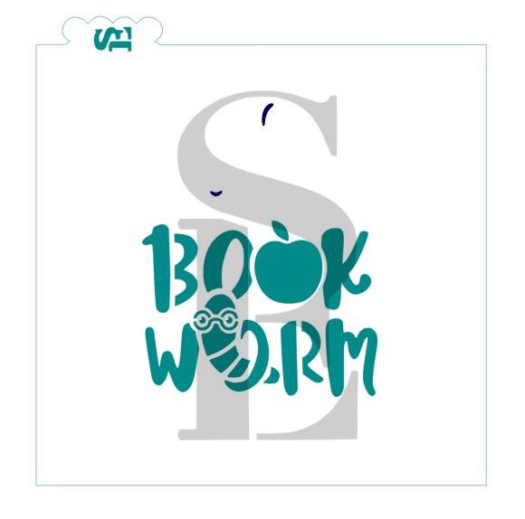 Book Worm, Single or Layered Stencil for Cookies, Cakes & Culinary