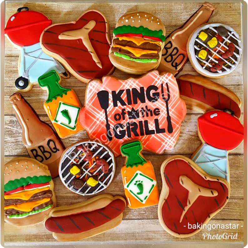 Picnic Plaid Background Digital Design Cookie Stencil Baking On A Star King Of The Grill Father's Day