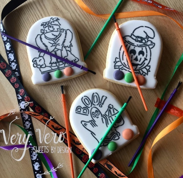 Jack-O-Lantern with Witches Hat PYO Digital Design Cookie Stencil Very Vero Sweets By Design