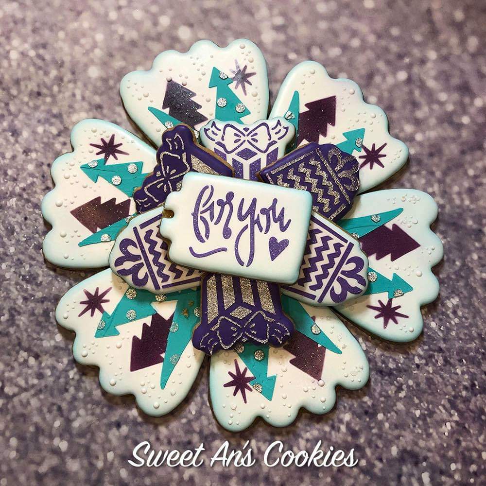 Boho Trees and Gifts Platter 6 Pc Digital Design Sweet An's  Cookies