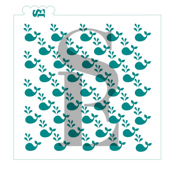 Cartoon Whale Background Stencil for Cookies, Cakes & Culinary