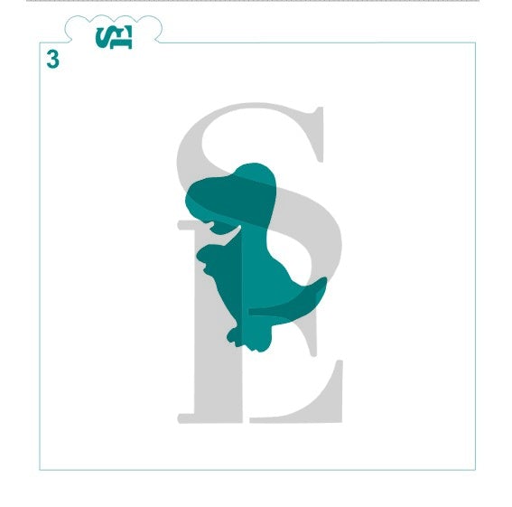 Dinosaur Silhouettes Digital Design cookie stencil