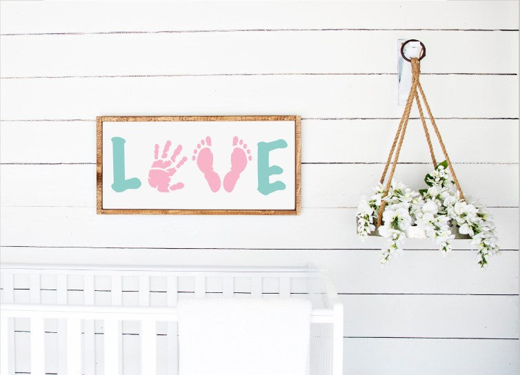 LOVE Baby Hand and Feet Stencil Digital Design