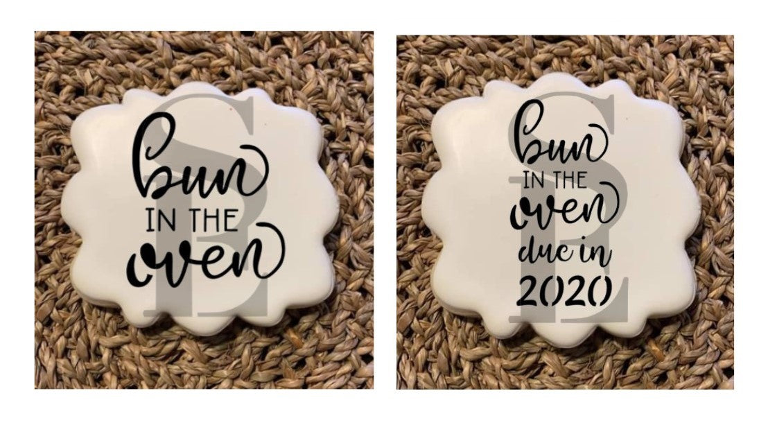 Bun In The Oven and Due In 2020 / 2021 Digital Design cookie stencil