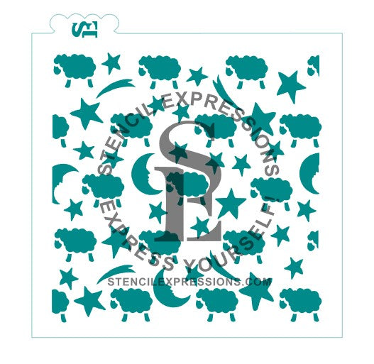 Baby Lamb Star Moon Background Stencil For Cookies, Cakes, Culinary