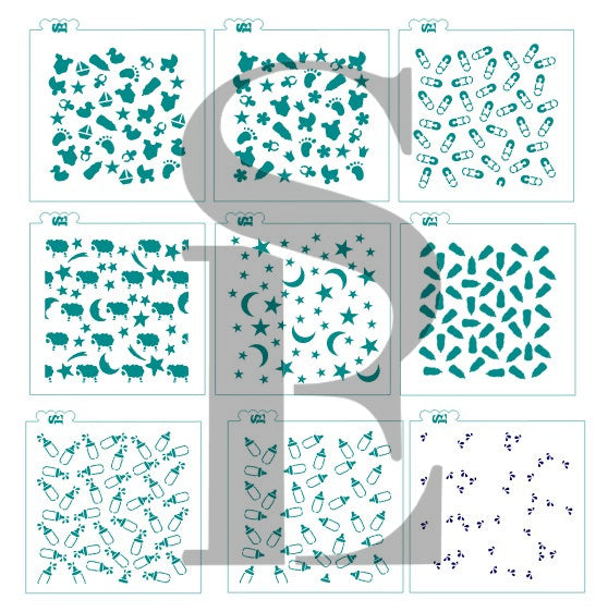 Baby Backgrounds MEGA Stencil Bundle For Cookies, Cakes, Culinary