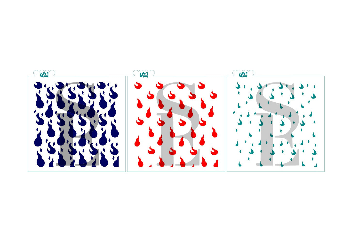 Flames 3-Layer Background Digital Design Cookie Stencil