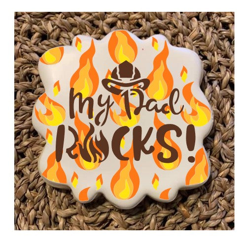 my dad rocks cookie stencil