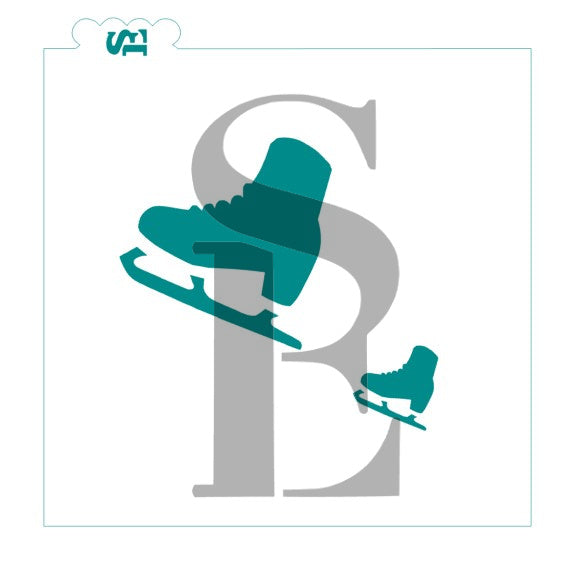 Ice Skates Stencil with Bonus Mini for Cookies, Cakes & Culinary
