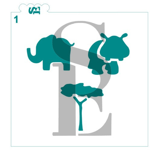 Safari Animals #1 and #2 Digital Design Bundle Cookie Stencil