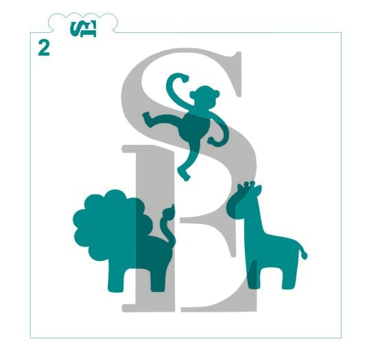 Safari Animals #1 and #2 Digital Design Bundle Cookie Stencil