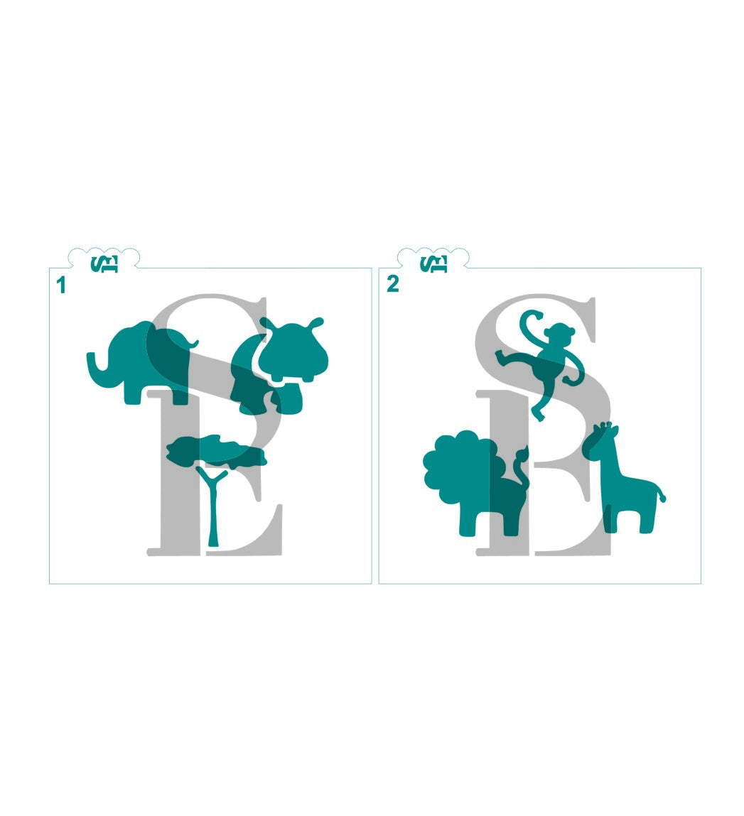 Safari Animals #1 and #2 Digital Design Bundle Cookie Stencil