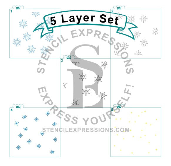 Snowflake #2 Background Digital Design, Single and Layered Versions Included *