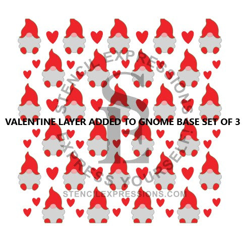 Gnomes Background Valentine's Day ADD-ON Layer Digital Stencil Design *