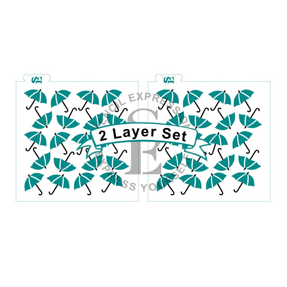 Umbrella Scatter Layered Background Digital Design