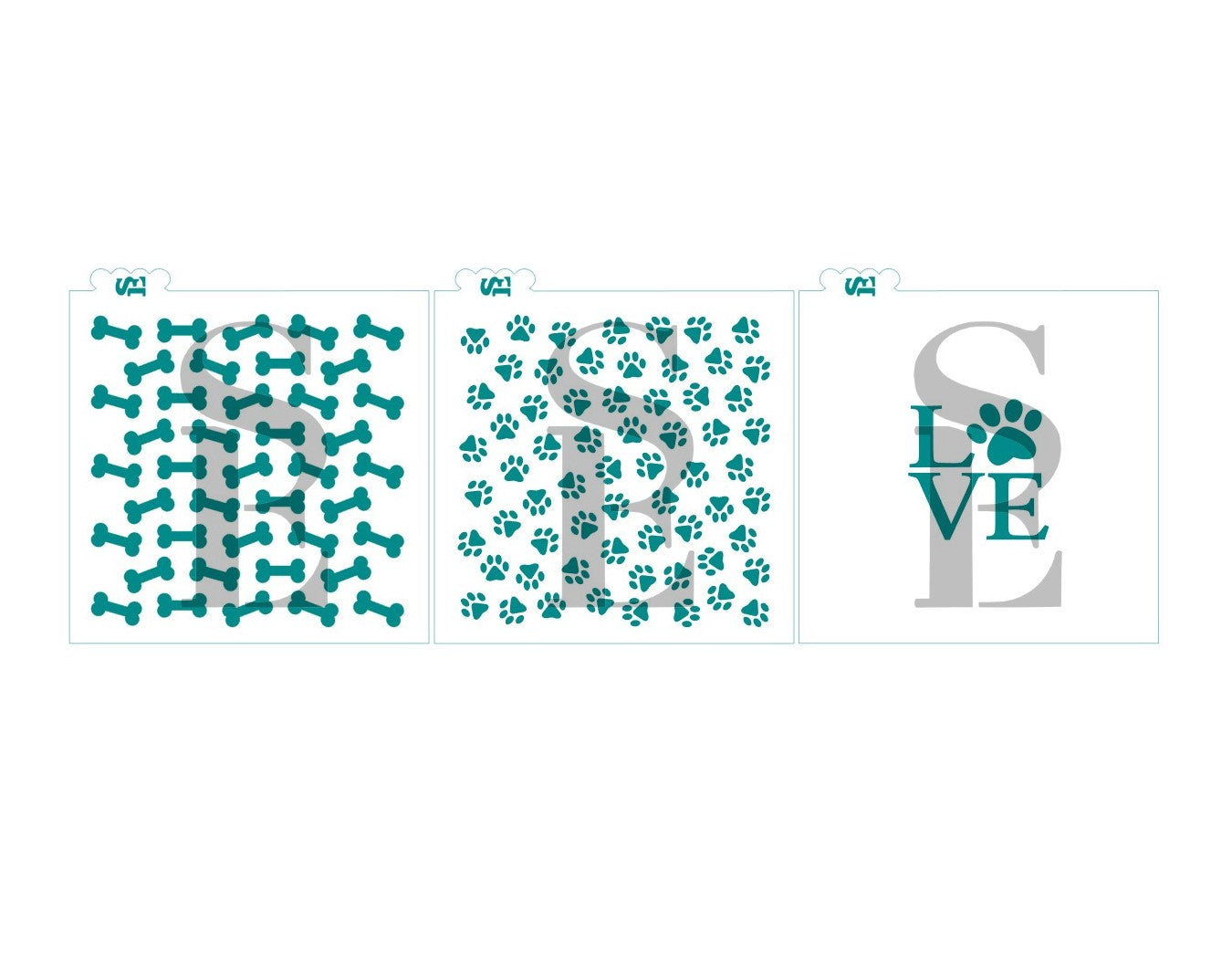 Cat / Dog, LOVE, Paw Prints, Dog Bones Stencil Bundle for Cookies, Cakes & Culinary