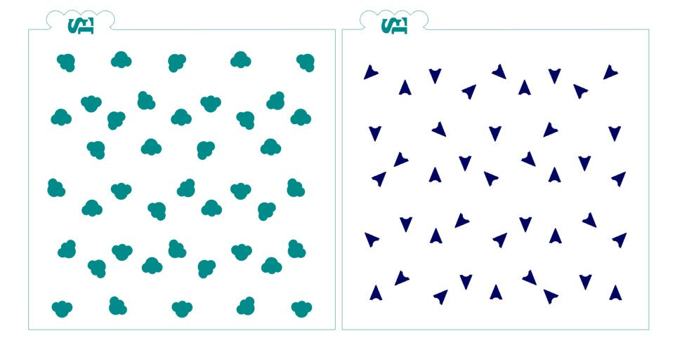 Ice Cream Cones Background, Single and Layered Stencil for Cookies, Cakes & Culinary