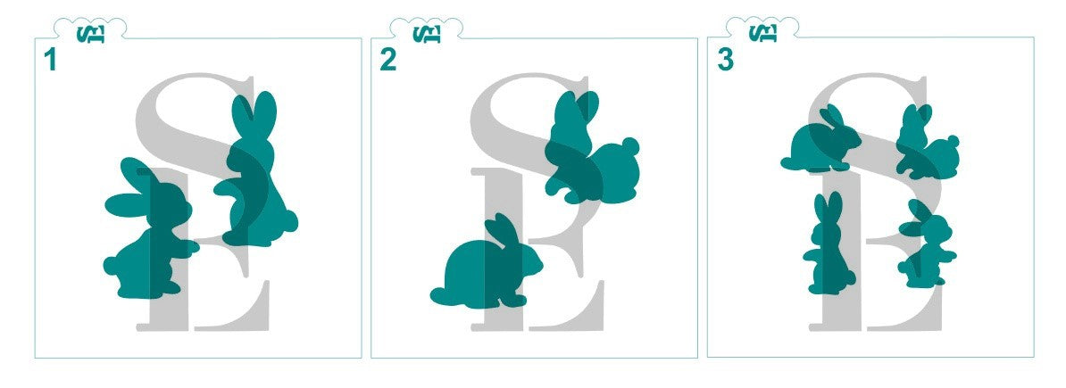 Bunny Silhouette Stencils Bundle Digital Design