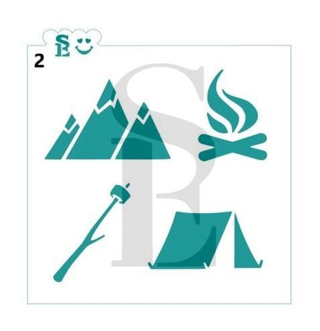 Camping and BBQ #2 Stencil for Cookies, Cakes & Culinary