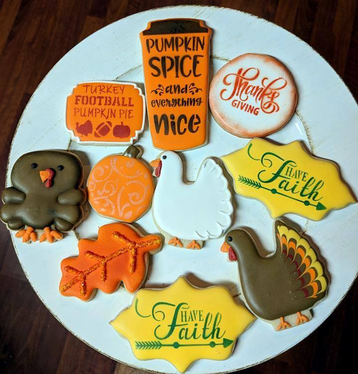 Turkey Football Pumpkin Pie Digital Design Cassidy's Country Cookies