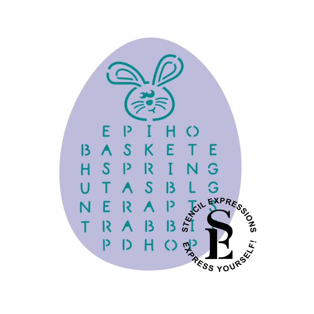 Easter Egg Shaped Word Search with Bag Topper Digital Design