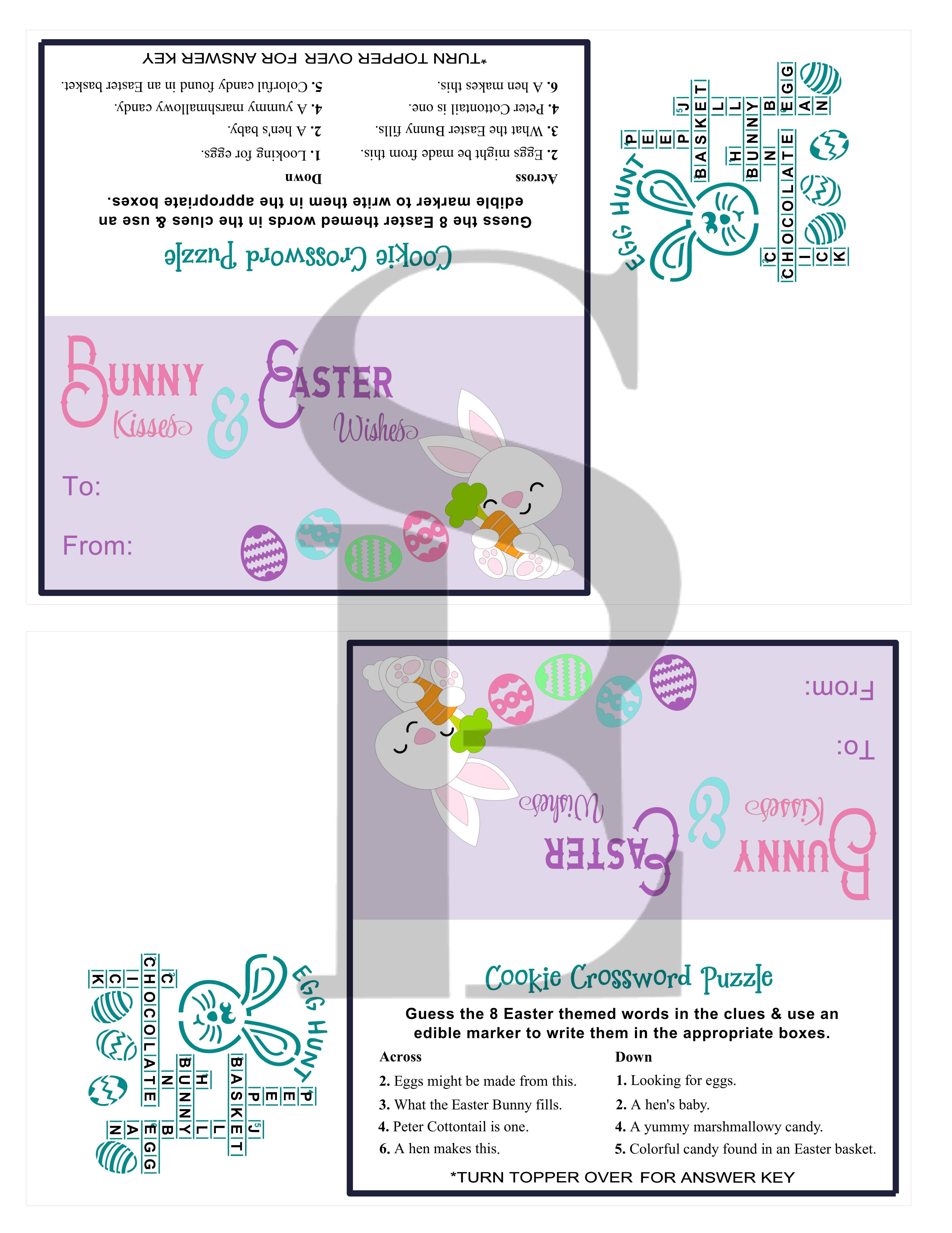 Easter Bunny Crossword Puzzle PYO For Cookies, Cakes, Culinary