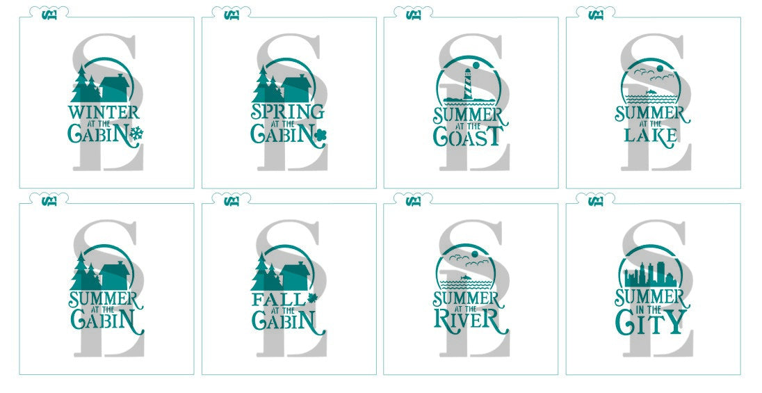Seasons: Winter, Spring, Summer, Fall at the River, Lake, Coast, Cabin, City Bundle Digital Design Cookie Stencils