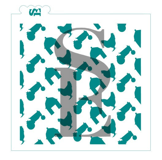 Farm Yard Background Stencil for Cookies, Cakes & Culinary