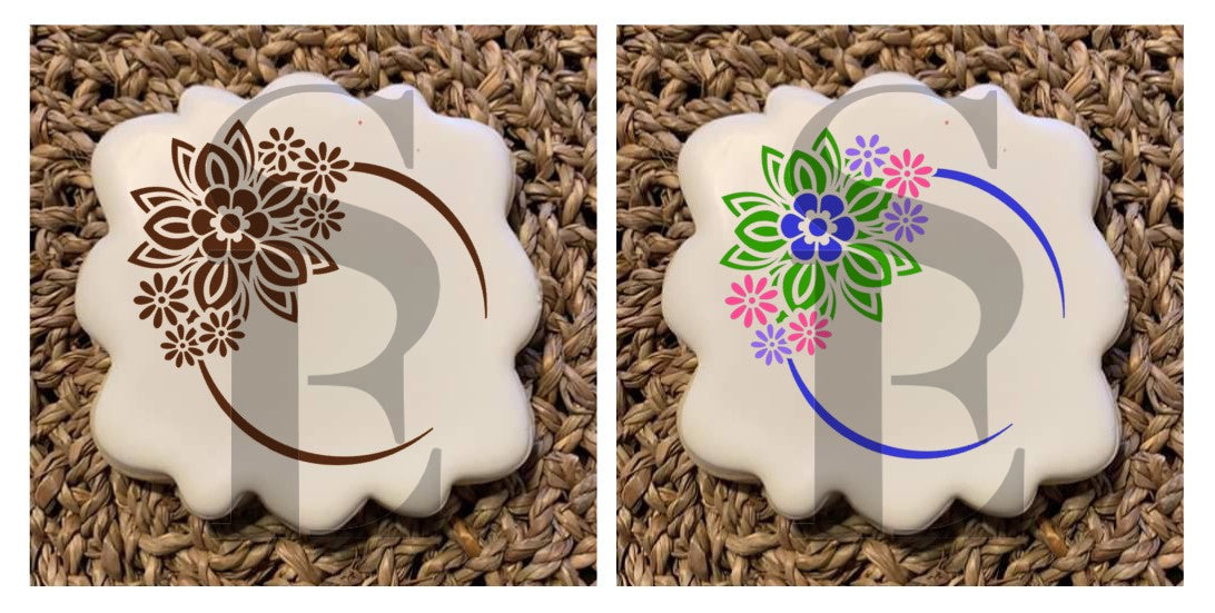 Floral Monogram Frame Single and Layered Digital Design