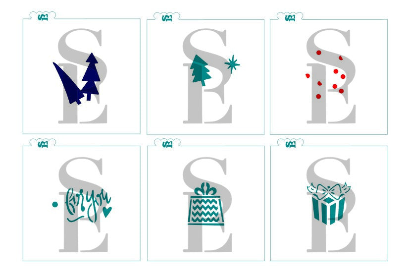 Boho Trees and Gifts Platter 6 Pc Digital Design