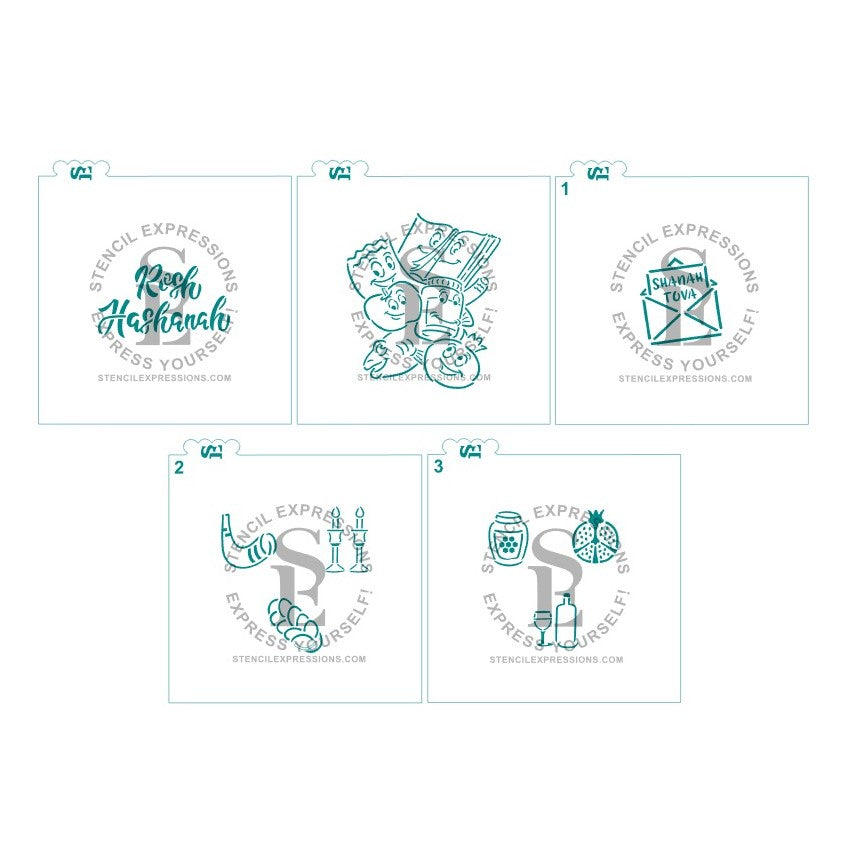 Rosh Hashanah Holiday Stencil Bundle for Cookies, Cakes, Culinary