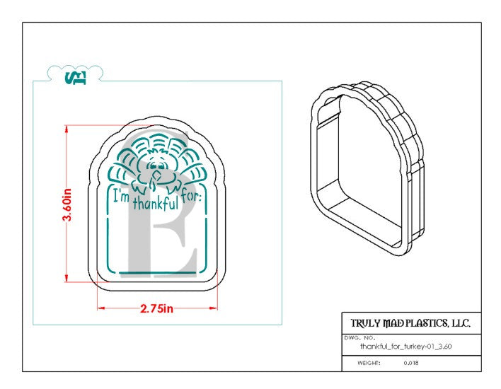 I'm Thankful For: Turkey PYO Digital Design Cookie Stencil
