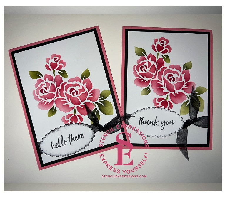 Roses Cluster 3-Layer Stencil Set Digital Design (CHOOSE Cookie or Craft Size)*