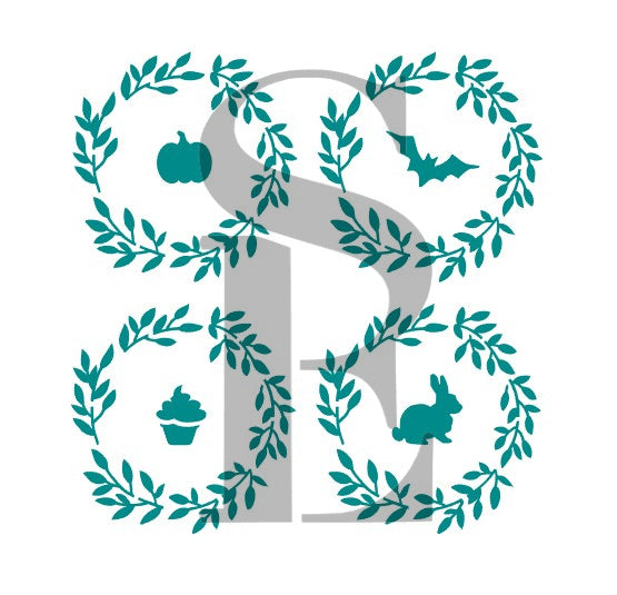 Greenery Wreath w/Heart & Holiday Icons Stencil Set for Cookies, Cakes & Culinary
